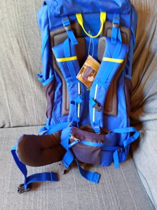 Mochila de camping azul 55L