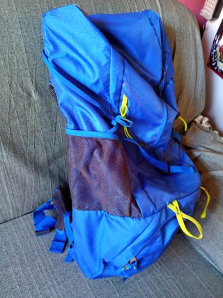 Mochila de camping azul 55L