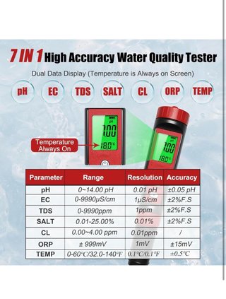 Misuratore pH Cloro Piscina 7 in 1 Tester PH Clor