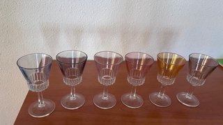 Juego 6 copas vidrio colores
