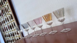 Juego 6 copas vidrio colores