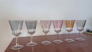Juego 6 copas vidrio colores