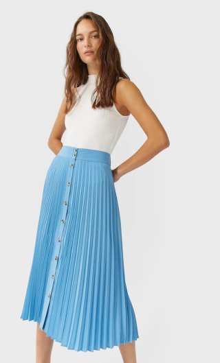 Falda Stradivarius azul, Talla XL