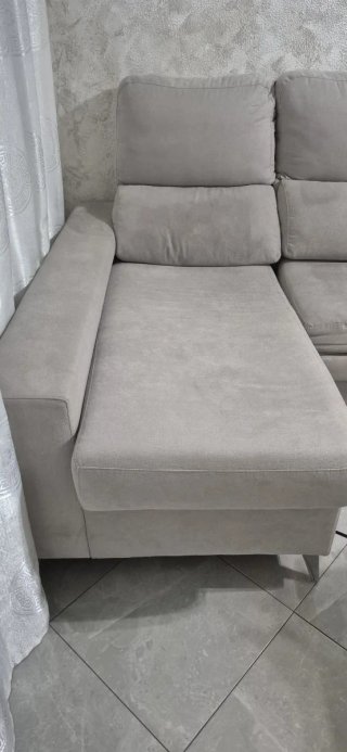 Sofá Chaise Longue Tela Beige/Gris