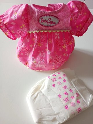 Abbigliamento per Bambola Baby Alive: Abito e Pannolino