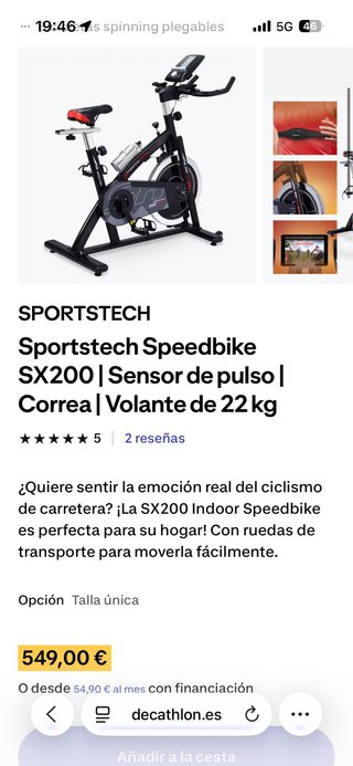 Bicicleta Estática SportsTech Speedbike SX200