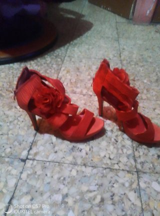Sandalias Rojas Tacón 10cm Talla 39