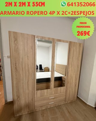 Armario ropero 4 puertas con espejos