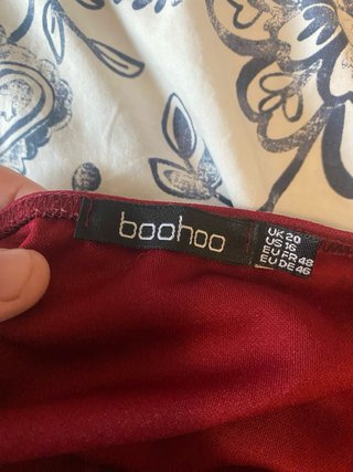 Vestido Boohoo burdeos Manga Larga Talla 46