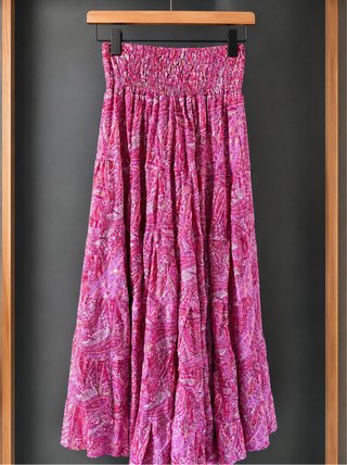 Falda larga estampada brisa fucsia