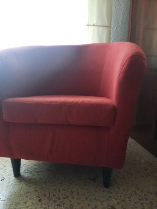 Juego 2 sillones tela rojo y azul