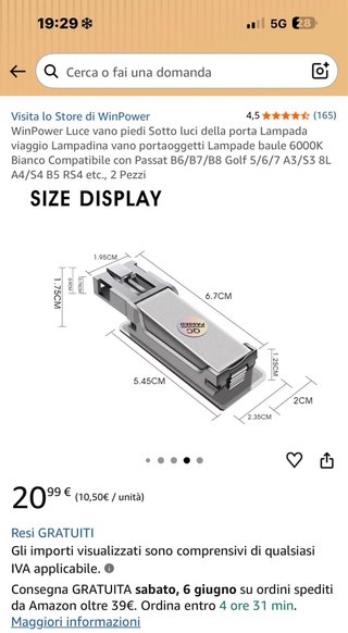 Luci vano piedi Volkswagen WinPower