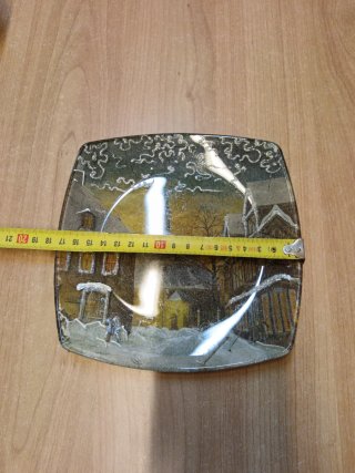 Piattino decoupage scena invernale