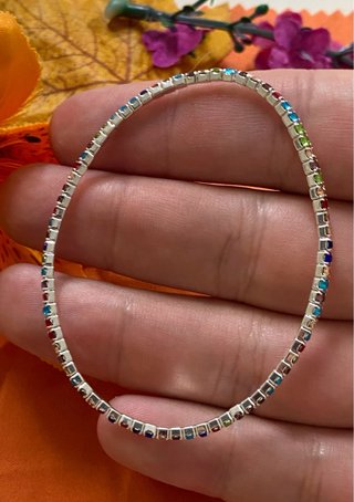 Pulsera Elástica Cristales Circonitas Acero 316L