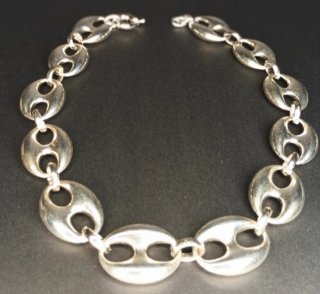 Collar Maxi Eslabones Café Acero Inox Plateado