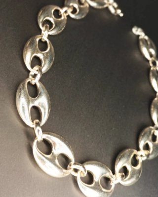 Collar Maxi Eslabones Café Acero Inox Plateado