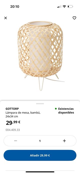 Lámpara de mesa IKEA GOTTORP bambú