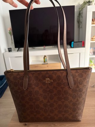 Bolso Coach Fiona Marrón con Cremallera