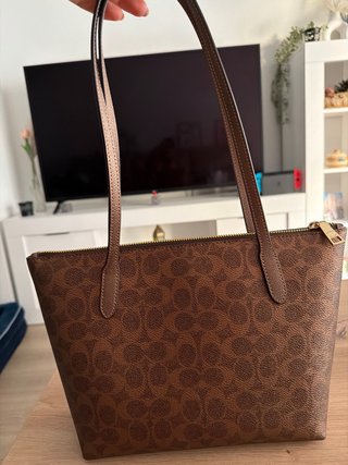 Bolso Coach Fiona Marrón con Cremallera