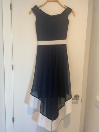 Vestido fiesta azul y blanco