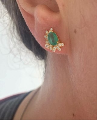 Pendientes Plata Esmeralda Ovalada