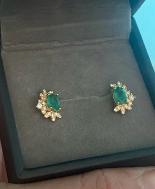 Pendientes Plata Esmeralda Ovalada