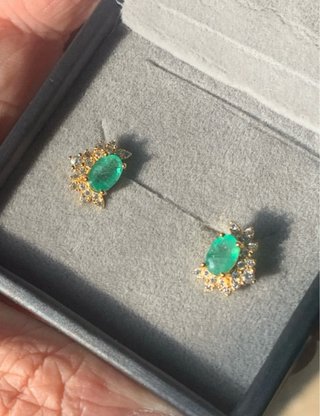 Pendientes Plata Esmeralda Ovalada