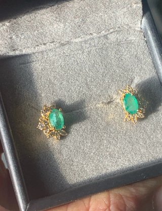 Pendientes Plata Esmeralda Ovalada