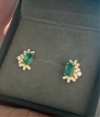 Pendientes Plata Esmeralda Ovalada