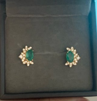 Pendientes Plata Esmeralda Ovalada
