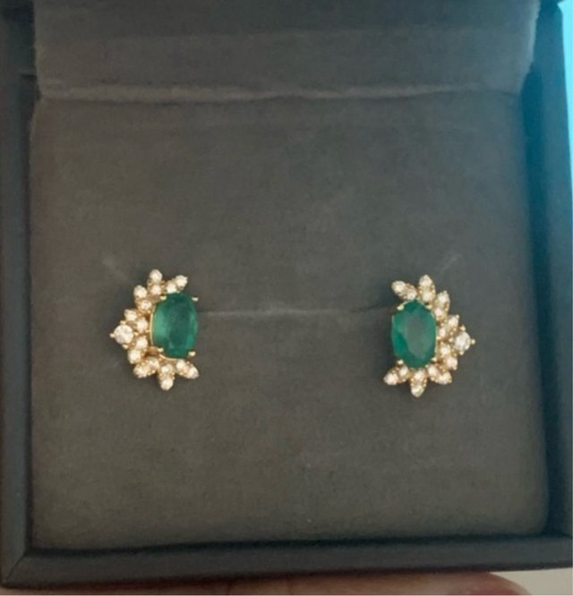 Pendientes Plata Esmeralda Ovalada