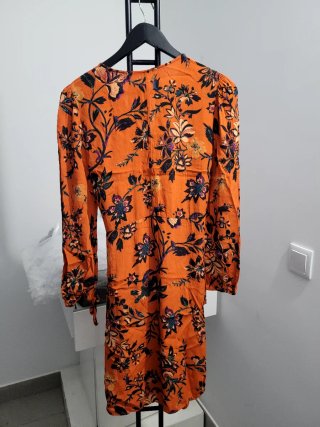 Vestido estampado floral naranja