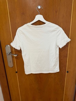 Camiseta Zara Blanca Manga Corta Volante
