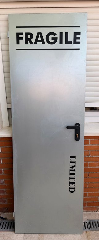Puerta metálica tipo industrial.