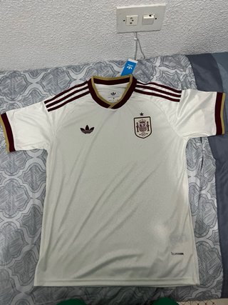 Camiseta Adidas España Talla M Blanca y Dorada