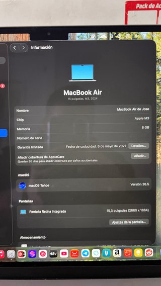 MacBook Air 15 M3 8GB/256GB - GARANTÍA