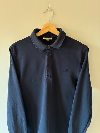 Polo Lacoste manga larga azul marino Talla S