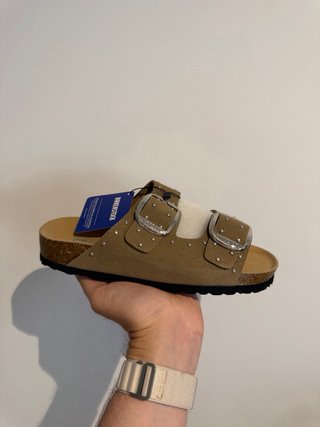 Sandalias Birkenstock Arizona Marrones y Plateadas