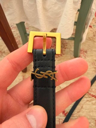 Cintura YSL 85 cm pelle nera fibbia oro