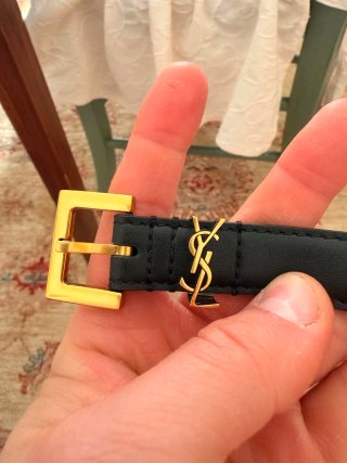 Cintura YSL 85 cm pelle nera fibbia oro