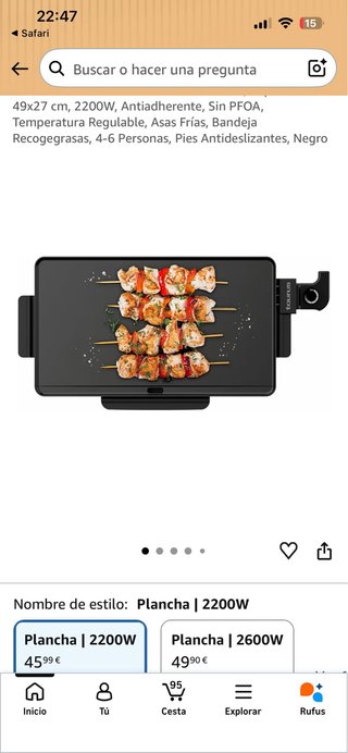 Plancha de asar 2200W