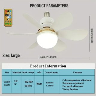 Ventilatore da soffitto con luce led 40W 52cm