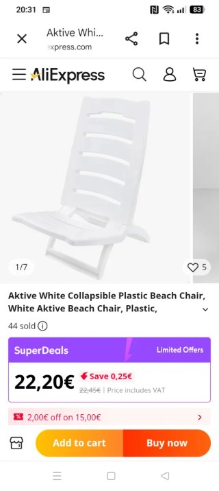 Silla Baja Playa Plegable Blanca