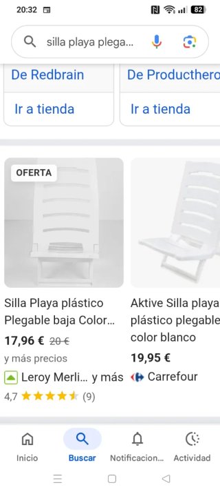 Silla Baja Playa Plegable Blanca