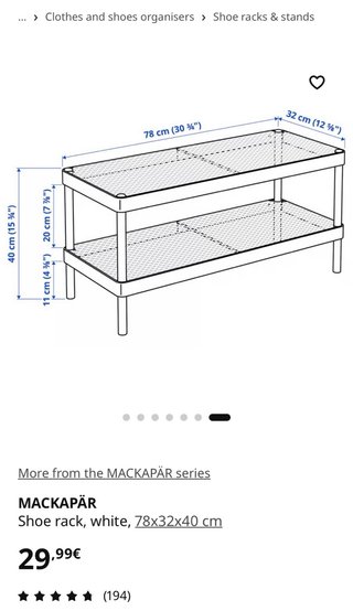 Zapatero IKEA blanco 2 baldas