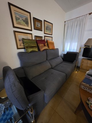 Sofá gris 3 plazas tela