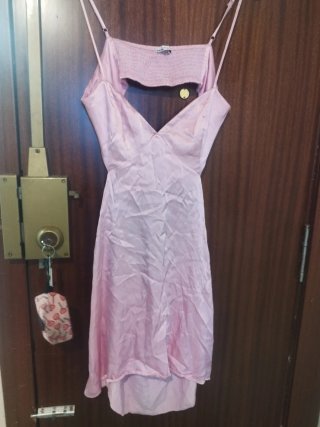 Vestido Zara Rojo Satinado Fruncido