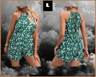 Mono corto floral verde talla L