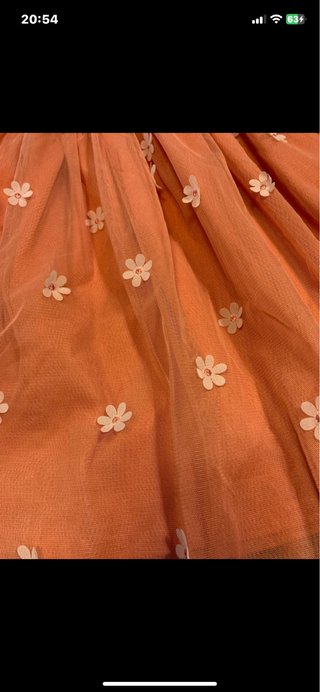 Gonna bambina tulle fiori arancione 11 anni