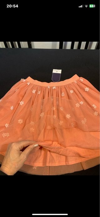 Gonna bambina tulle fiori arancione 11 anni